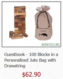 Wedding Guestbook 100 Blocks in a Personalized Jute Bag with Drawstring  